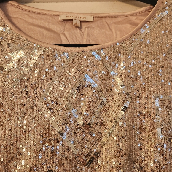 Skies Are Blue Top, Silver Sequined Cropped, Sz Small EUC Party, Cocktail, Club - Picture 4 of 14